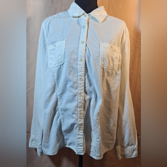 Faded Glory Tops - FADED GLORY White Corduroy Button-down Shirt